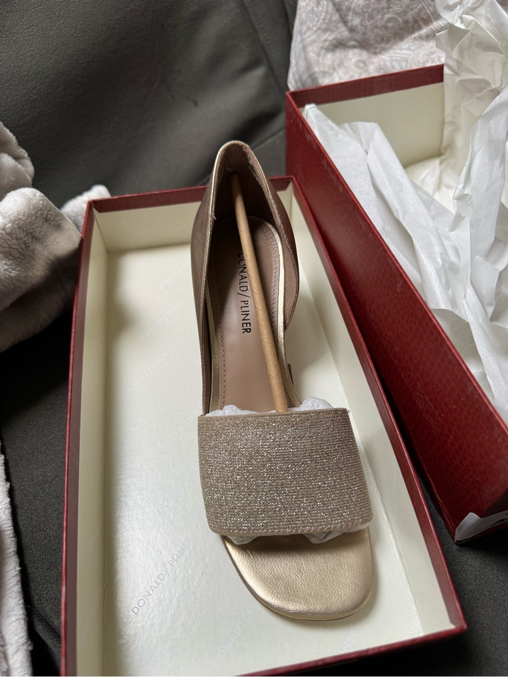 Donald J. Pliner Champagne Glitter Slide Sandal